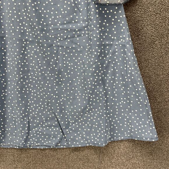 BLOOMCHIC Top Womens plus 1X 14 16 blue white polka dot short sleeve ruffle - Picture 6 of 14